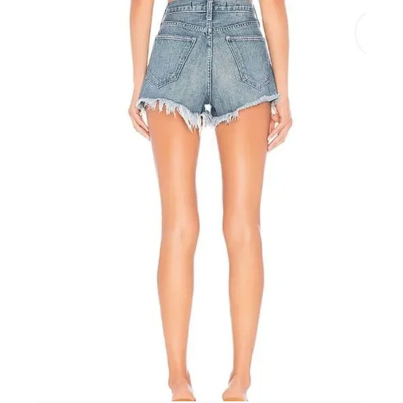 Lovers & Friends Axel Jean Distressed Cut Off High Rise Short Conrad Wash 25 - Picture 2 of 16